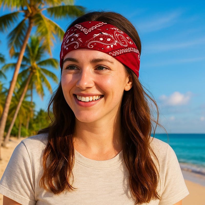 SUNRIBE 3 Pack Paisley Bandanas – 100% Cotton Square 21x21 Head Wrap, Headband, Face Cover, Neck Scarf for Men & Women - Image 3